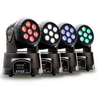 Projecteur PAR LED 7 couleurs à tête mobile DMX télécommandé avec fonctions de rotation et de changement de couleur pour l'éclairage de scène