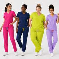 Seragam Medis Warna Sesuai Pesanan, Set Baju Scrub 72% Poliester 21% Rayon 7% Spandex, Pakaian Perawat Wanita, Baju Klinik Rumah Sakit