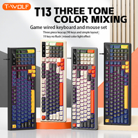 T-WOLF T13 Keyboard Gaming Keycaps High Ball Elektronik Keyboard Berkualitas Tinggi Gaming Keycaps Warna Campuran untuk Laptop PC Desktop