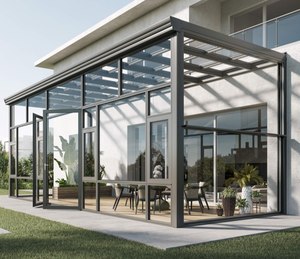 Mùa Đông Ngoài Trời Vườn Màu Xanh Lá Cây Glass Roof Conservatory Freestanding Sunrooms 4 Mùa Sunrooms Glass Nhà - Product Image 4