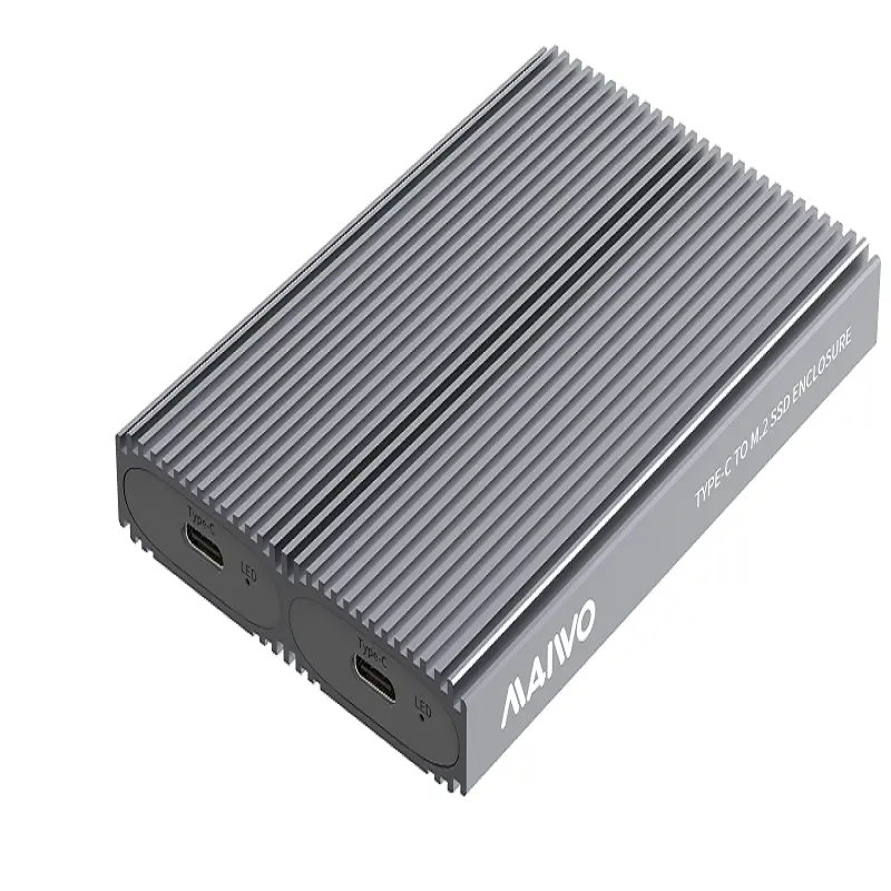 MAIWO 2 Bays Tool Free Aluminum NVMe M.2 SSD Enclosure USB C External Solid Drive Shell Case Box Casing Housing