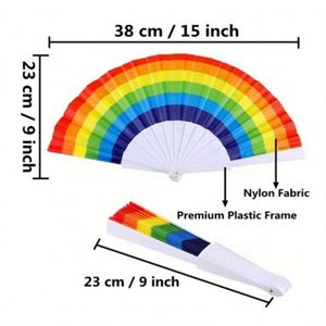 <b>Frame</b> Prime Performance Festival Party Dancing Wedding Rave Chinese Decoration Rainbow Folding <b>Plastic</b> Hand Fan - Product Image 2