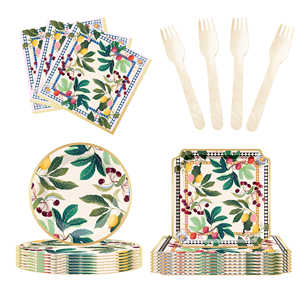 DAMAI Fruit Theme Party Decoration with Lemon Cherry Disposable Party <b>Paper</b> Plate Cup Napkin Tableware Set for Kid Party - Product Image 3