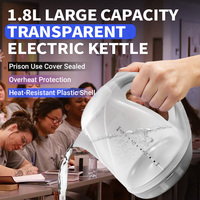Produits de correction électronique pour les détenus de la prison Bouilloire en plastique 1.8L Fournitures de l'industrie de la justice de la prison Bouilloire électrique transparente