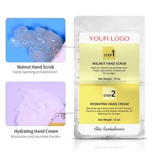 OEM Hand Cream e Scrub Hidratante Clareamento 2 em 1 Amostra Saco Creme Facial e Soro Facial Logotipo Personalizado