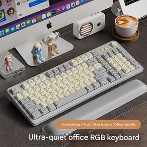 Teclado de membrana silencioso G98 RGB Girls Wireless Office Computer Notebook Juego de teclado y <span class=keywords><strong>mouse</strong></span> de sensación mecánica - Product Image 2