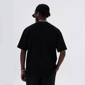 เสื้อยืดผู้ชาย คอโอ ทรงโอเวอร์ไซส์ ผ้าฝ้ายถัก 100% พิมพ์ลายโลโก้ดิจิทัลแบบกำหนดเอง สไตล์วินเทจ 3 มิติ ระบายอากาศได้ดี - Product Image 4