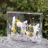 Boîte de présentation en acrylique avec couvercle transparent - Cadre polyvalent pour fleurs séchées, idéal pour les créations DIY, centre de table et décoration de cadeaux - Fabriqué en Chine