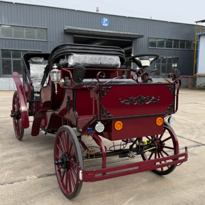 Charrette de tourisme de luxe vintage royale victorienne, électrique et à chevaux, pour parcs équestres et attractions - Product Image 1