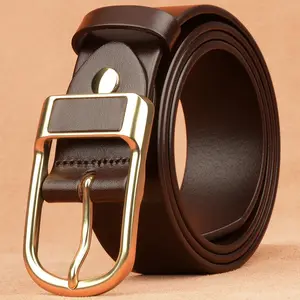 Atacado Moda Casual Cinto De Couro Para O Trabalho Negócio Único Preto Prong Buckle Cinto De Couro Genuíno para Homens Vestido