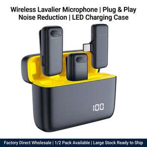 Microphone Lavalier Portable Rechargeable Sans Fil pour <span class=keywords><strong>Enregistrement</strong></span> Audio/Vidéo, Communication Filaire Compatible Téléphone PC, avec Boîtier de Charge - Product Image 1
