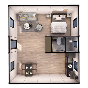 Elegante <span class=keywords><strong>Casa</strong></span> Prefabricada <span class=keywords><strong>de</strong></span> Contenedor <span class=keywords><strong>de</strong></span> 20 pies, 1 Dormitorio, Moderna y Lujosa, con Paneles Sándwich <span class=keywords><strong>de</strong></span> Acero, Resistente a Huracanes, Personalizable, Global - Product Image 2