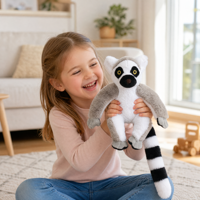Lemur Mini Cochonnet en Peluche Doux et Moelleux de 7 Pouces pour Enfants, Cadeau Personnalisé, Vente en Gros, Peluche Recyclée