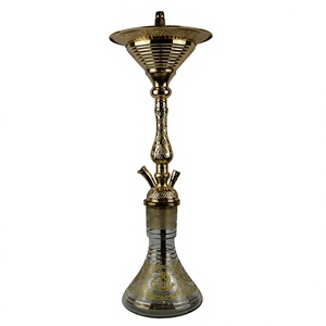 Chicha égyptienne artisanale de 81 cm, finition dorée, avec noyau et chambre en laiton massif - Product Image 1