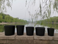 Pot de fleurs rond en PP noir 2026, très vendu, pour pépinière et jardin, pots de fleurs de plusieurs tailles, écologiques, avec revêtement époxy, modernes et élégants, pour utilisation au sol