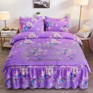 Kho 4 cái Quilt Cover Sheet Set Fancy giường váy bedding Set Cưới giường món quà thiết lập màu Đỏ beddings