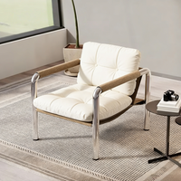 Sillón Italiano de Acero Inoxidable, Estilo Moderno, Minimalista y de Lujo, Silla Individual Creativa para Sala de Estar, Balcón, Hogar