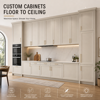 Armoire de cuisine moderne en bois de chêne écologique et imperméable, sur mesure, du sol au plafond, avec surface facile à nettoyer