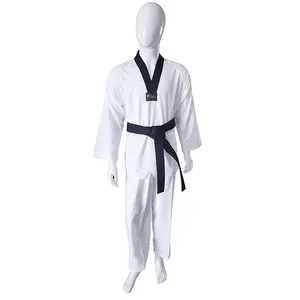 International Light Manufacturer Wholesale Wtf Pine White Color Polyester Custom Design Taekwondo Clothing Uniform Dobok