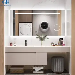 Galaxyhome 콤보 전체 벽 현대 스타일 부동 나무 60 인치 욕실 세면대 캐비닛 Undercounter 분지 거울