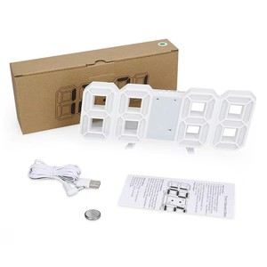 Nhà hiện đại 3D 9.05 "LED đồng hồ báo thức bàn tường ánh sáng ban đêm điều khiển từ xa báo lại tự động/tùy chỉnh độ sáng cho phòng ngủ văn phòng - Product Image 5