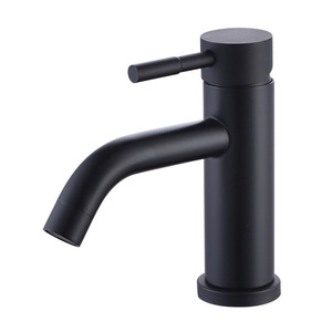Black Stainless Steel Single Handle Faucet 5.0-6.9in Spout Reach Minimalist Style Deck Mounted Basin Faucet - Product Image 2