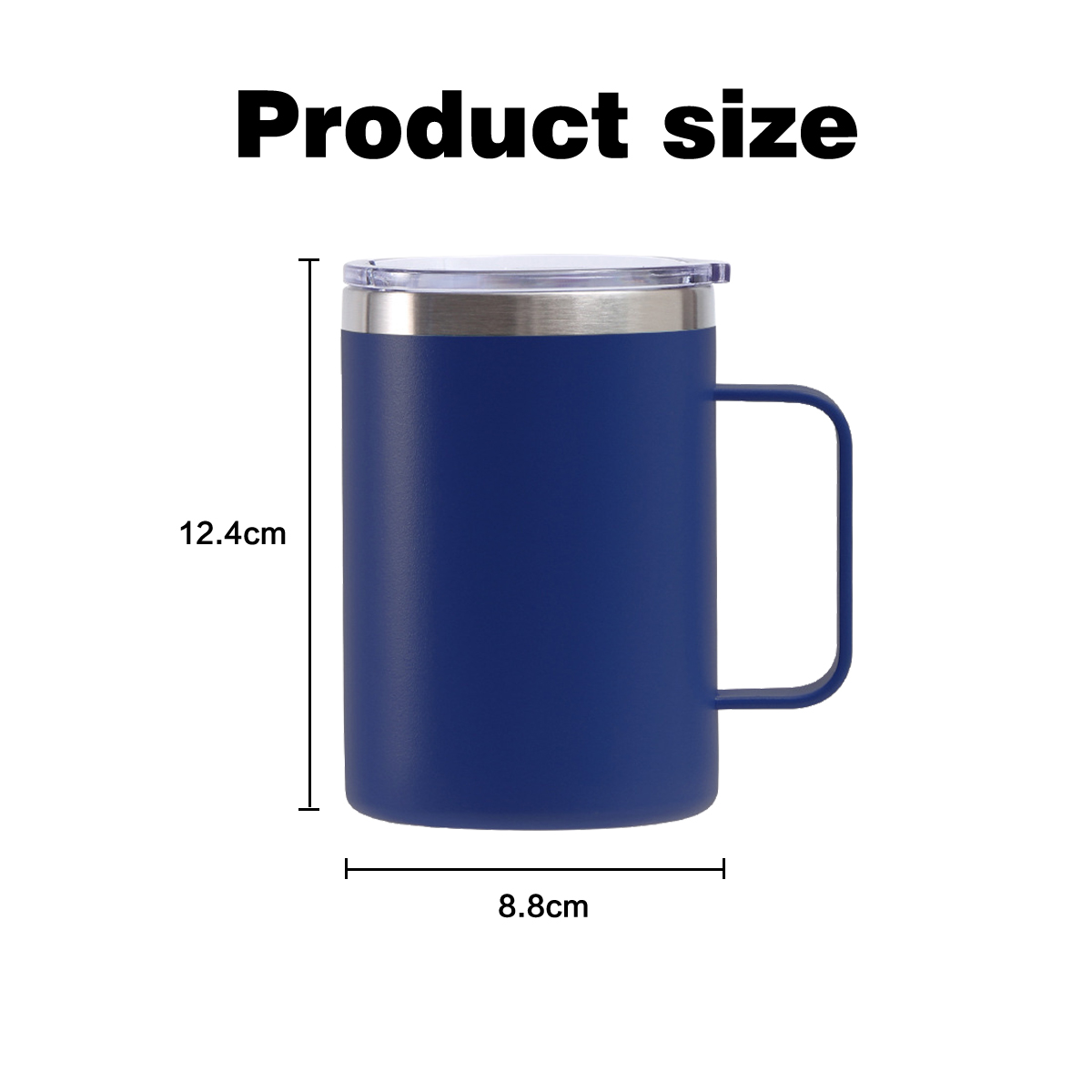 Custom Logo Blue 16 Oz Camping Cup Powder Coated Insulated Stainless Steel  Double Wall Vacuum Tumbler Coffee Mug Handle With Lid| Alibaba.com