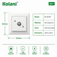 Enchufe de Pared para TV Kolani, Estándar Europeo, 84x84mm, Blanco Brillante, Coaxial, Placa Frontal de PC Ignífuga, Puerto Tipo F