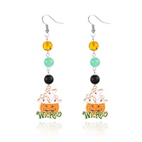 Boucles d'oreilles clous unisexe en alliage de zinc électroplaqué, style gothique, avec pendentif citrouille et fantôme, à pompon, pour Halloween, très vendues, pour l'export.