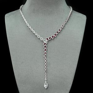 925 argent rhodié plaqué or diamant à haute teneur en carbone série serpent goutte d'eau coupe cultivé Pigeon sang rouge serpent collier - Product Image 4