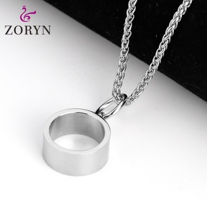316L Stainless Steel Simple <b>Ring</b> Pendant Necklaces Minimalist Band Vintage Punk <b>Titanium</b> Steel Fashion Jewelry for Men Women - Product Image 2