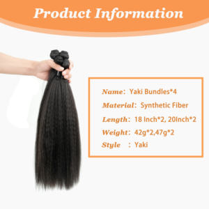 Extensiones de Cabello Sintético de Alta Calidad, Textura Natural, Duraderas, Suaves, Ligeras, Tejido Yaki - Product Image 4