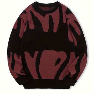 Suéter de punto personalizado para hombre, cuello redondo, manga larga, algodón, punto a juego, letra Jacquard, suéter - Product Image 4