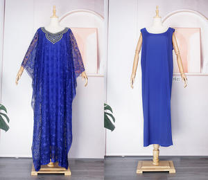 Robes pour femmes africaines, robe maxi en dentelle patchwork colorée pour femmes, style musulman, abaya, vêtements de mode, <span class=keywords><strong>boubou</strong></span> - Product Image 4