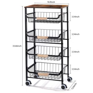 <span class=keywords><strong>Chariot</strong></span> de service utilitaire industriel <span class=keywords><strong>avec</strong></span> paniers coulissants pour le stockage des fruits paniers en maille support 5 niveaux <span class=keywords><strong>chariot</strong></span> chariots de stockage sur roulettes - Product Image 4