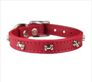 Nuevo <span class=keywords><strong>collar</strong></span> de perro de hueso de cuero de firma de cuero genuino 100% - Product Image 3