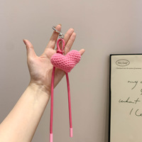 Porte-clés Cœur au Crochet Adorable, Breloque de Sac Cœur Tricoté Fait Main avec Fermoir Cœur, Accessoire de Mode pour Femme, Idée Cadeau