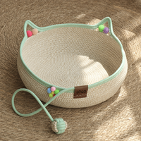 Maison pour chat en corde de coton tressée à la main, lavable, respirante, avec griffoir et jouet interactif pour une utilisation intérieure toute l'année