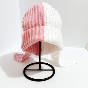 Knitted Hat for Women Autumn Winter Student Warm Ear Protection Cute Rabbit Color <b>Block</b> Long Ear Beanies - Product Image 5