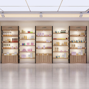 Exhibición moderna y personalizada para el cuidado de la piel, para escaparate, tienda de maquillaje personalizada, diseño de interiores, estantes de exhibición de cosméticos de madera - Product Image 4