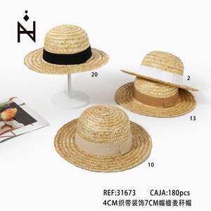 Sombrero de Paja con Borde de 7 cm y Adorno de Cinta de 4 cm, Sombrero de Protección Solar para Verano - Product Image 3
