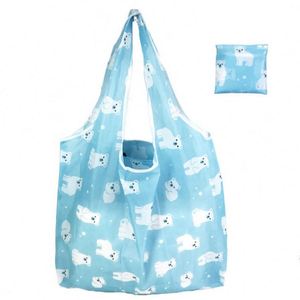 Wholesale Portable Waterproof Polyester Grocery Bag Reusable Foldable Shopping <b>Tote</b> Bag With Custom Printed Logo - Product Image 2