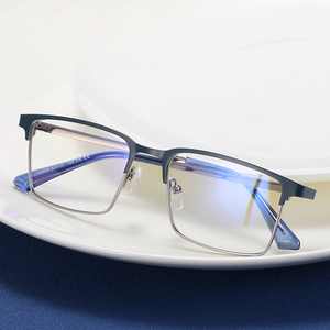 Nouveaux hommes lunettes optiques lentilles <span class=keywords><strong>de</strong></span> Prescription myopie lunettes <span class=keywords><strong>de</strong></span> lecture femmes lumière bleue bloquant ordinateur métal lunettes cadre - Product Image 3