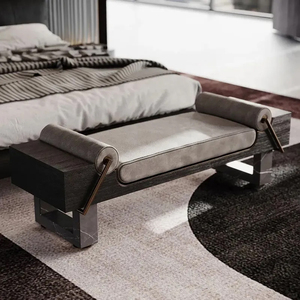 Taburete de noche de dormitorio personalizado de gama alta taburete ligero de madera maciza de acero inoxidable de lujo - Product Image 4