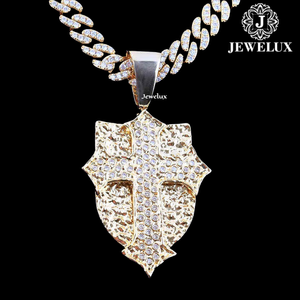 Colgantes de Cruz Hip Hop de Plata 925 Chapados en Oro con Incrustaciones de Diamantes de Imitación Jewelux de Calidad Premium, Certificados IGI, Unisex, Venta al por Mayor, Mejor Precio en India - Product Image 6