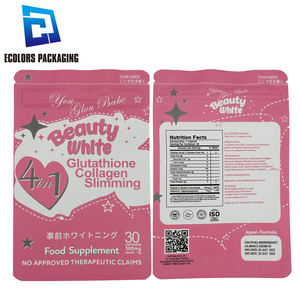 Embalaje de calidad alimentaria Impresión digital sello de tres lados colágeno adelgazante lámina metálica cosmética impresa personalizada bolsa con cremallera - Product Image 2