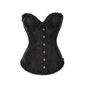 Corsetto floreale Jacquard corsetto superiore corsettiera anteriore/cerniera in vita Bustier Top elegante corsetto basche - Product Image 5