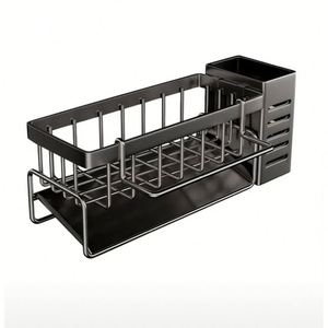 Distributeur de savon noir en acier inoxydable 304 antirouille, organiseur de cuisine et support de rangement sous évier de salle de bain - Product Image 4