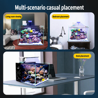 Filtre arrière JSD pour aquarium d'eau salée, aquarium en verre ultra-clair pour poissons marins avec écumeur de protéines, éclairage LED, pompe submersible silencieuse