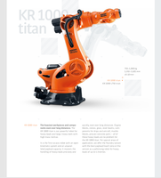 Bras robotisé KUKA KR 1000 Titan à 6 axes, charge utile ultra-lourde de 750-1000 kg, aluminium, construction navale, aéronautique, palettisation lourde